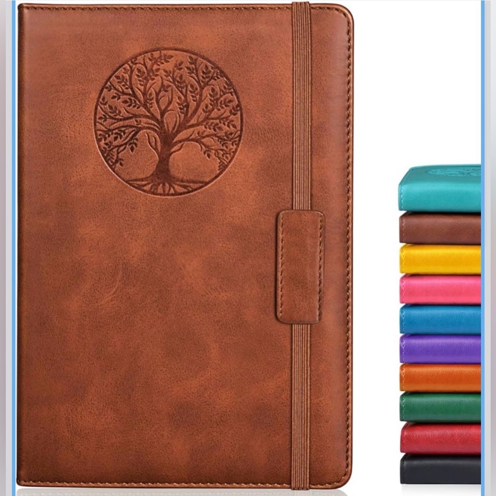 New Hardcover Tree of Life Leather Lined Journal-256 Pages-Drk Brown